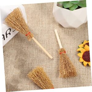 KICHOUSE 18pcs Mini Broom Straw Broom Halloween Small Broom Halloween Witch Broom Mini Broom Hangings Brooms Toy Wizard Flying Broom Decor Toys Mini Wooden Broom Pine Wood Khaki