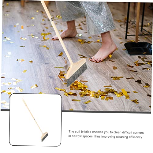 Outanaya Wooden Long Handle Broom Carpet Broom Patio Broom Telescoping Broom Fine Bristle Broom Outdoor Broom Hair Removal Broom Garbage Sweeping Broom Dust Brush Soft Broom Rv Bristle Hair