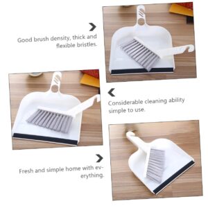 2 Sets Cleaning Brush Pans with Brush Small Sweeping Broom Tabletop Fireplace Straw Soft Broom Mini Pan Living Room Mini Brush Cleaning Broom Shovel Brush Combination Plastic White Outanaya