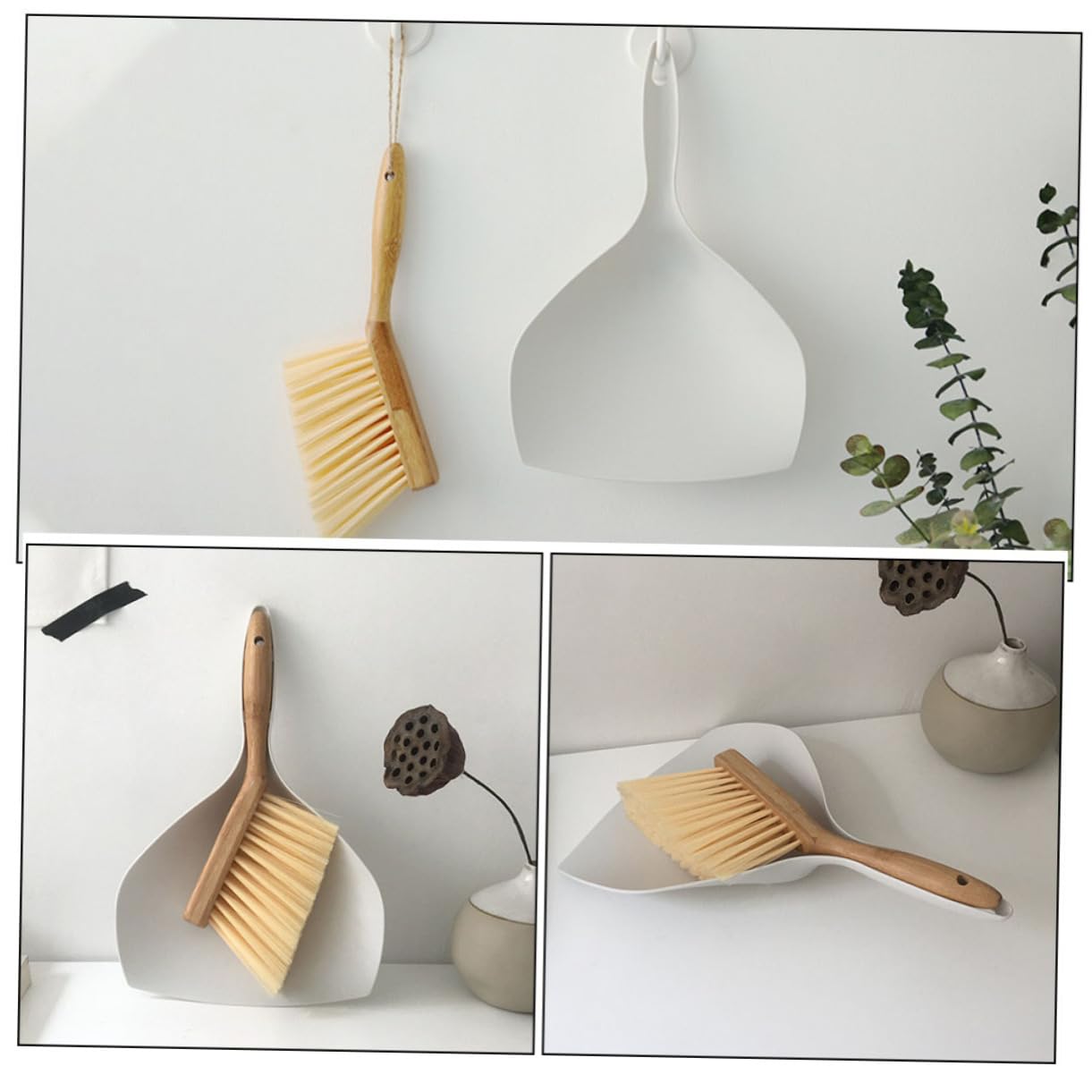 Gogogmee 1 Set Desktop Broom Mini Desktop Cleaning Broom and Dustpan Compact Size Cleaning Set Cleaning Brush Dustpan and Brush Mini Saucepan Housekeeping Tool Mini Cleaning Broom Plastic