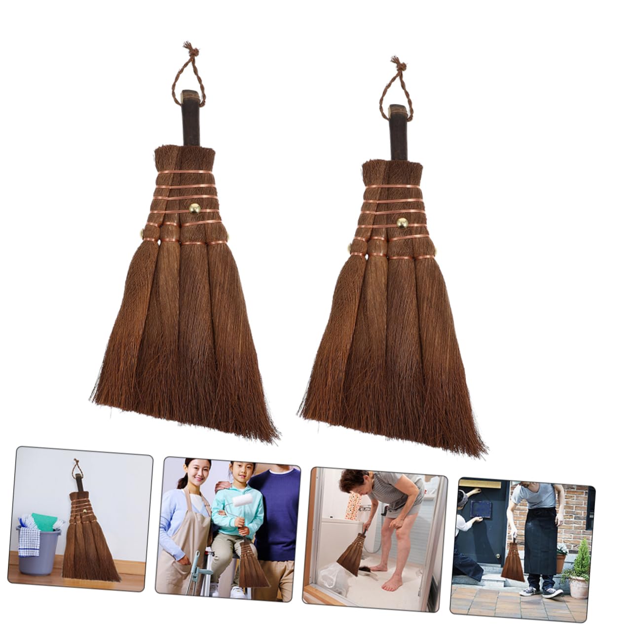 BUTIFULSIC 2pcs Small Broom Desk Cleaning Brush Mini Corn Broom Brush for Desk Straw Sweeping Broom Manual Broom Small Cleaning Broom Sweeper Broom Corn Whisk Broom Brown