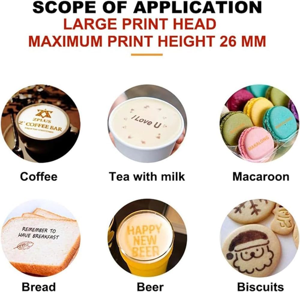 GYDUHYE Protable Food Printer,Printer Pen & Edible Inkjet Printer,Mini Food Printer, WiFi Printing Machine Cake Coffee Desserts DIY Decoration Maker