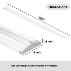 ANTLUX 8FT LED Shop Lights 110W [6-lamp T8 Fluorescent Equiv.], Compact 8 Foot Strip Lights, 12500LM, 6000K, Commercial Grade Flush Mount Ultra Slim LED Wraparound for Garage Office Warehouse, 4 Pack