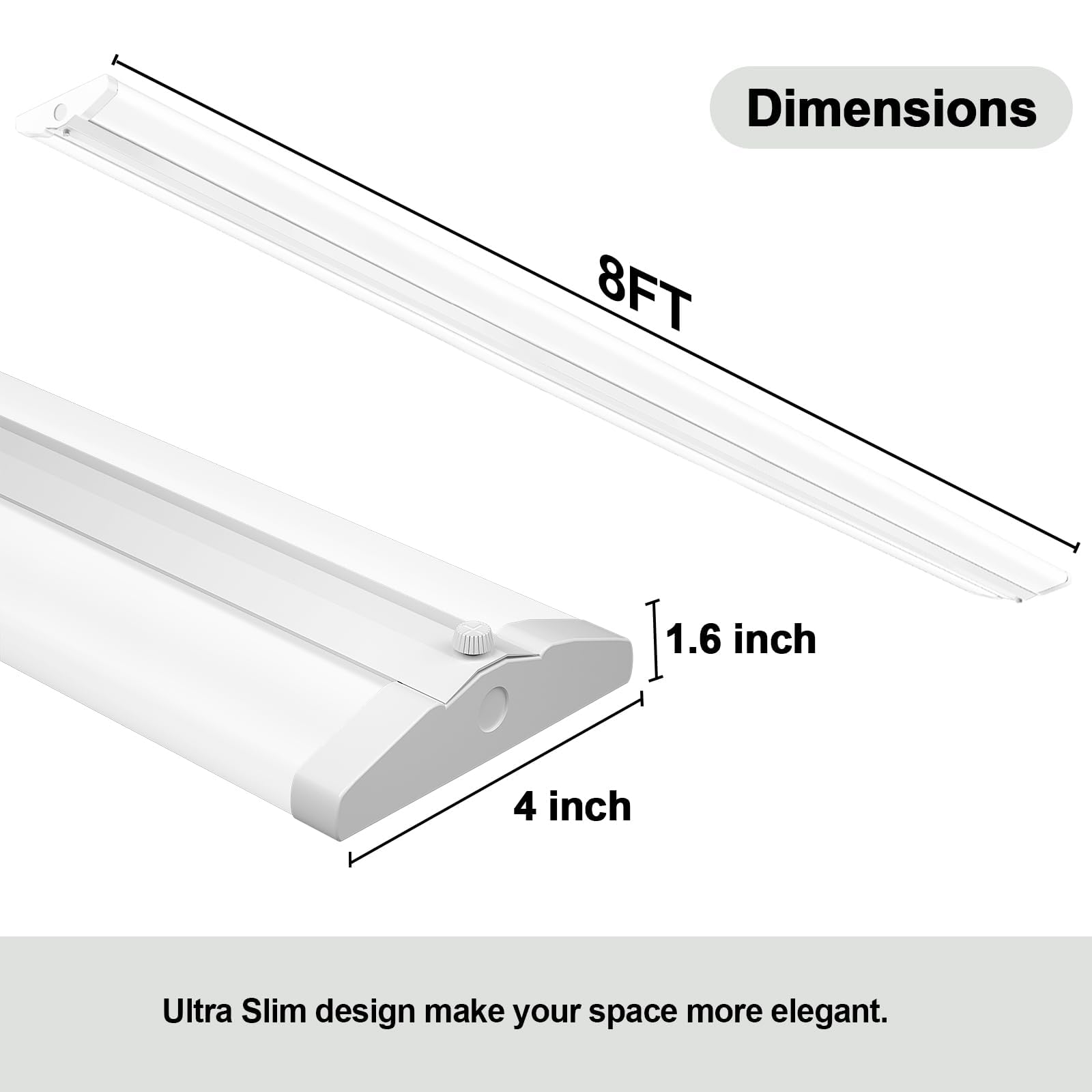 ANTLUX 8FT LED Shop Lights 110W [6-lamp T8 Fluorescent Equiv.], Compact 8 Foot Strip Lights, 12500LM, 6000K, Commercial Grade Flush Mount Ultra Slim LED Wraparound for Garage Office Warehouse, 4 Pack