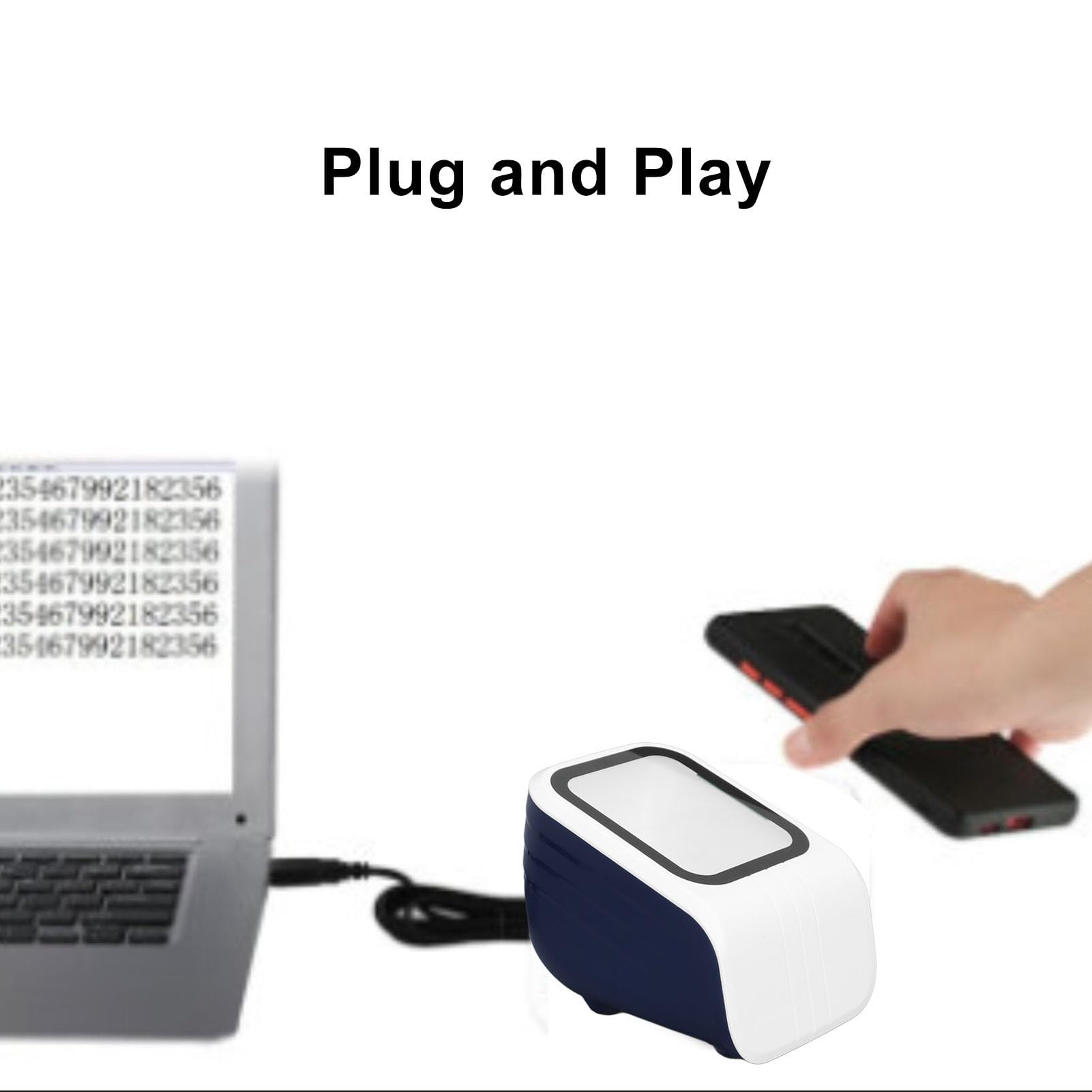 USB Wired Desktop Bar Code Scanner with Automatic Scanning Voice Announcements for Retail Stores