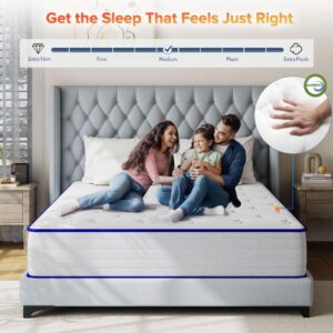 Erubry King Size Mattress, 10 Inch Medium Firm Hybrid Mattress with Individual Pocketed Springs and Gel Memory Foam, Enhance Edge Support, Motion Isolation, King Mattress in a Box