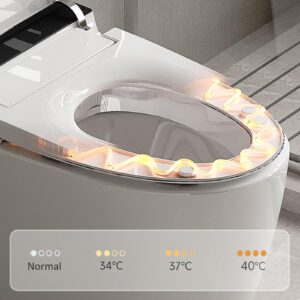 Toilet Smart Toilet Ceramic White with Heated Bidet Seat One Piece Toilet with Auto Open&Close Foot Kick Operation