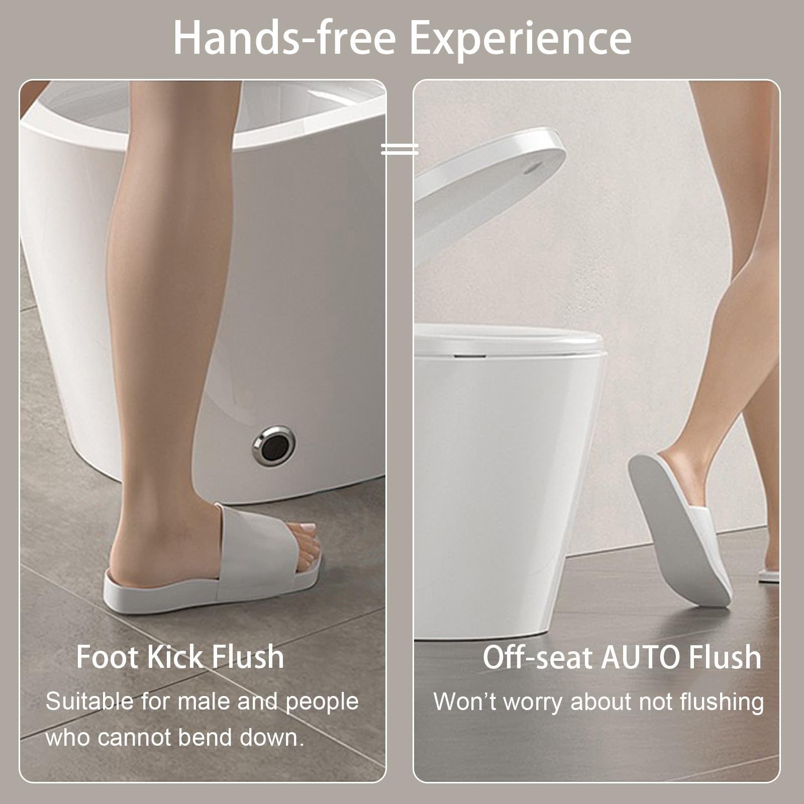 Toilet Smart Toilet Ceramic White with Heated Bidet Seat One Piece Toilet with Auto Open&Close Foot Kick Operation