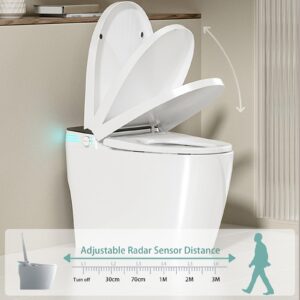 Toilet Smart Toilet Ceramic White with Heated Bidet Seat One Piece Toilet with Auto Open&Close Foot Kick Operation