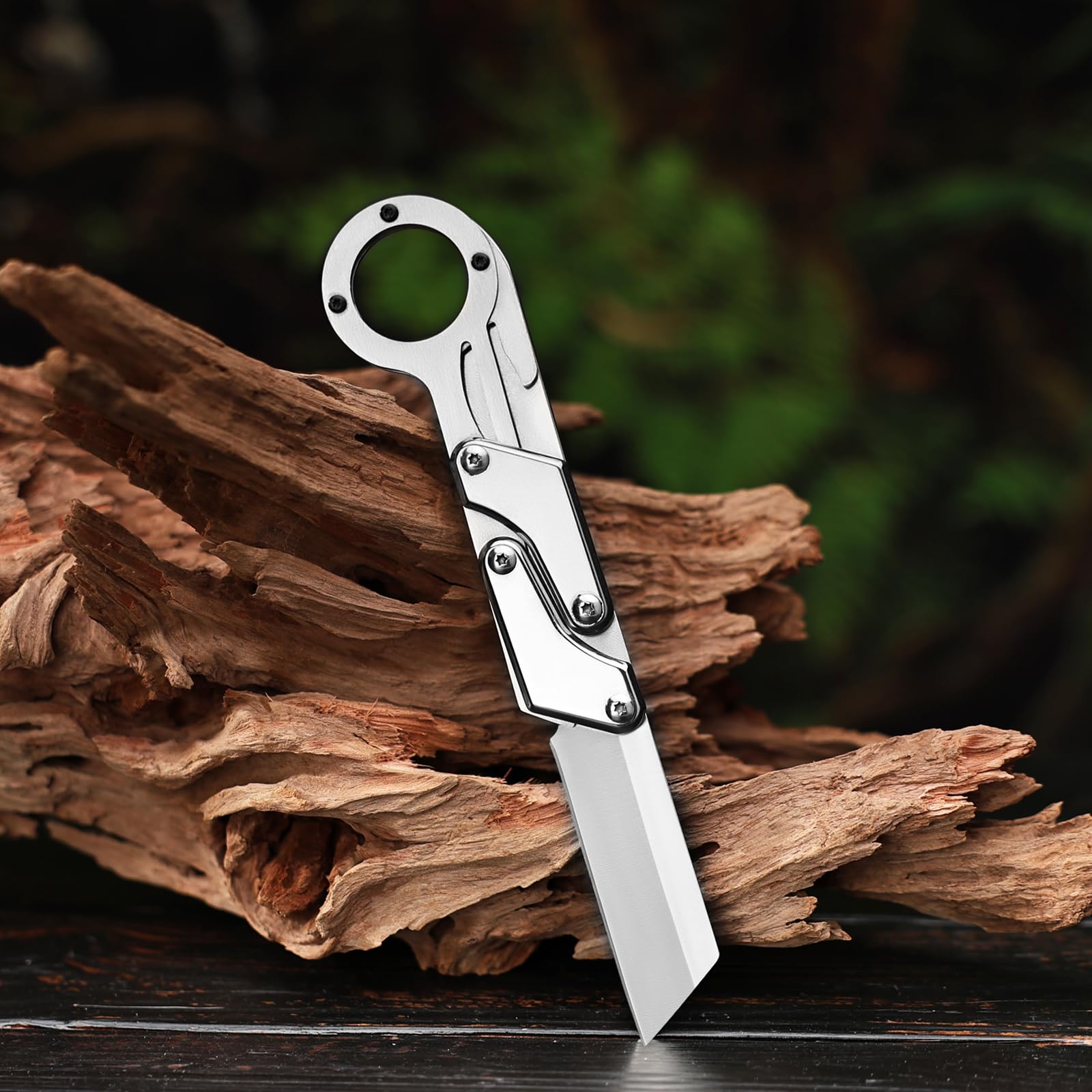 Unique Folding Pocket Knife, Stainless Steel 7 inch Survival Tactical Knife, Rescue EDC Hand Tools with Pocket Clip, Knife for Men