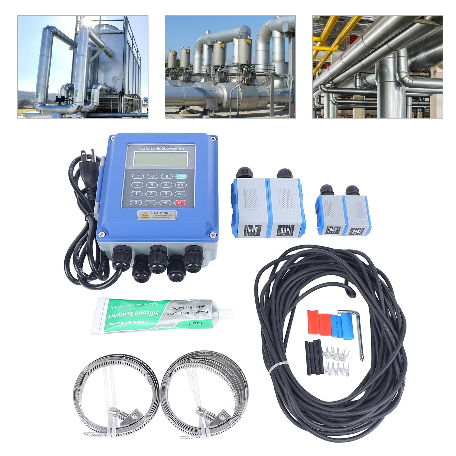 HYDIYGT Handheld Ultrasonic Flowmeter Clamp On Flow Meter Portable Liquid Flow Meter with TS-2，TM-1 Transducers for Copper and PVC Pipes