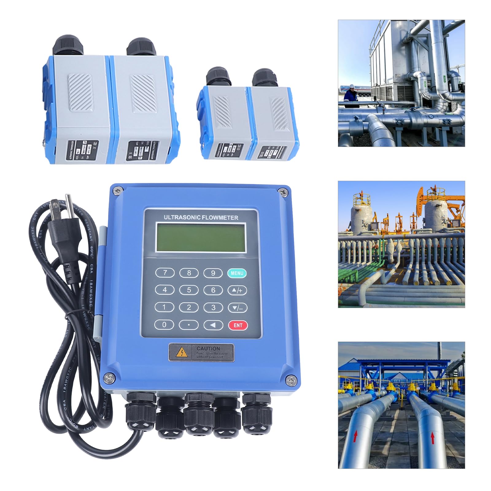 HYDIYGT Handheld Ultrasonic Flowmeter Clamp On Flow Meter Portable Liquid Flow Meter with TS-2，TM-1 Transducers for Copper and PVC Pipes