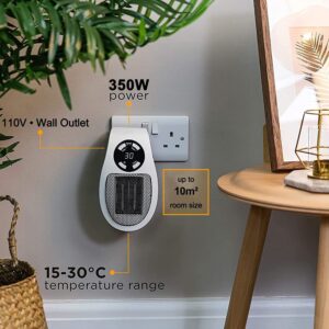 Ozzie Heater, Ozzi Heat, Space Portable Mini Heater, Small Heater Mini Top Heat Plug in Wall Heater, Indoor Electric Space Heater (1pc* With Remote Control)