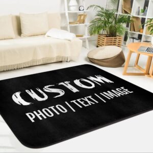 lenanasu Custom Rug Personalized Area Carpet with Logo Image Text Photo, Non-Slip Machine Washable Decorative Low Pile Indoor Mat for Bedroom, Living Room, Kids Room, Entry (31 x 20 in)