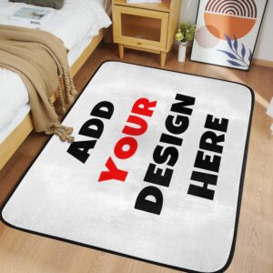 lenanasu Custom Rug Personalized Area Carpet with Logo Image Text Photo, Non-Slip Machine Washable Decorative Low Pile Indoor Mat for Bedroom, Living Room, Kids Room, Entry (31 x 20 in)