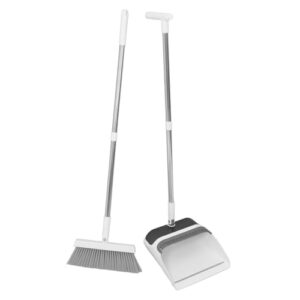 coolhiya 1 set cleaning artifact standing broom and dustpan outdoor broom mini dustpan and brush small broom and dustpan dust pan and broom stand up dustpan hand broom and dustpan white pp