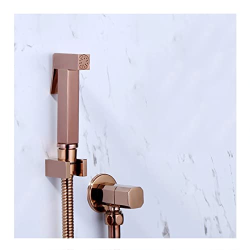 Shower System, Bidet Sprayer, Single Cold Rose Gold Solid Brass Toilet Douche Kit Shattaf Shower Head Copper Valve Faucet Set,C Set