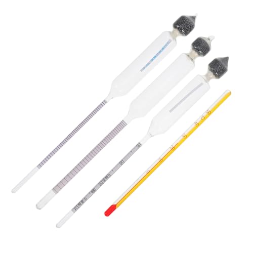 GRIRIW 3pcs Alcohol Meter Hydrometer Alcoholmeter Alcohol Proof Testers Alcohol Tester for Home Alcohol Test Alcohol Measuring Tools Wine Meter Thermometer Wine Testing Meter Glass