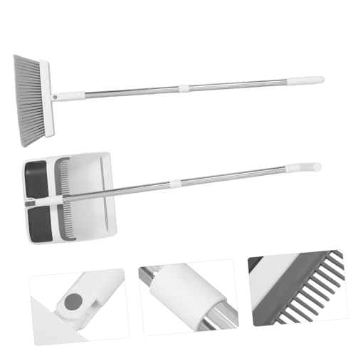 COOLHIYA 1 Set Cleaning Artifact Standing Broom and Dustpan Outdoor Broom Mini Dustpan and Brush Small Broom and Dustpan Dust Pan and Broom Stand up Dustpan Hand Broom and Dustpan White Pp