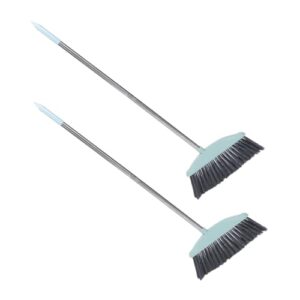 butifulsic 2pcs stainless steel broom market broom outdoor brooms portable dust broom upright broom sweeper broom household broom long handled broom large broom lobby broom blue plastic