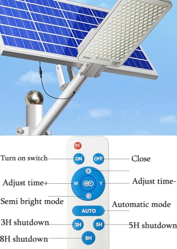 ZXXHNNAIH Solar Street Light IP65 Waterproof Solar Street Lights with Adjustable Solar Panels Can be remotely Controlled,for Basketball Court Parking Lot