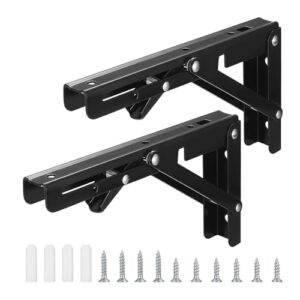 foldable activity bracket triangle bracket l-shelf shelf bracket workbench wall mounted bracket space saving (8 inch * 2 pieces black)