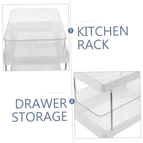 Garneck Sliding Rack Double-layer Storage Rack 2 Tier Bathroom Organizer Storage Stand Toiletries Organizer for Bathroom Shelves for Cabinets Desktop Storage Drawers Transparent The Pet