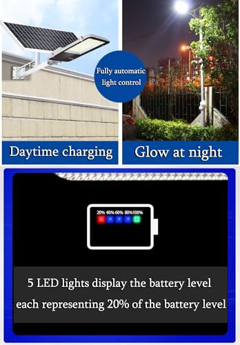 ZXXHNNAIH Solar Street Light IP165 Waterproof Solar Street Light with Pole,Easy Installation,Equipped with a Remote Control for Remote Control,for Yard