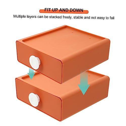 HONMEET 4pcs Drawer Storage Box Dresser Drawers Storage Pull Out Drawers Cosmetic Organizer Countertop Drawer Vanity Organizer Desktop Drawers Storage Rack Organizer Mini Drawer Orange Pp