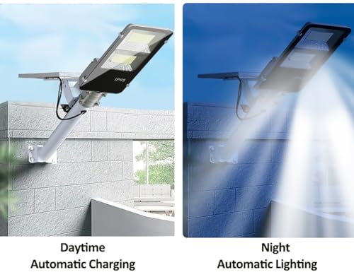 ZXXHNNAIH 300W Solar Street Light, LED Solar Street Lights Outdoor Waterproof, Dusk to Dawn Bright Street Lights Solar Powered with Remote Control for Parking Lot Patio,Yard and Garage