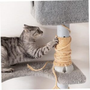 Hohopeti 1 Roll Cat Climbing Rope Sturdy Cat Scratcher Rope Heavy Sisal Twine Cat Scratching Tree Replacement Rope Natural Jute Twine Rope on Cat Trees Sisal Fibre Rope Sisal Rope Khaki