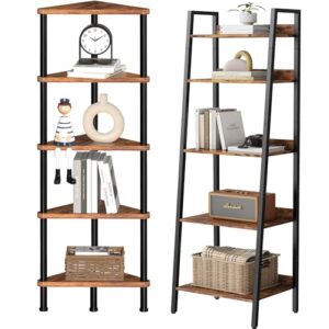 homedawn 5-tier corner shelf & 5-tier ladder shelf