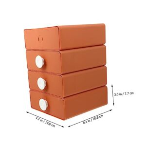 HONMEET 4pcs Drawer Storage Box Dresser Drawers Storage Pull Out Drawers Cosmetic Organizer Countertop Drawer Vanity Organizer Desktop Drawers Storage Rack Organizer Mini Drawer Orange Pp