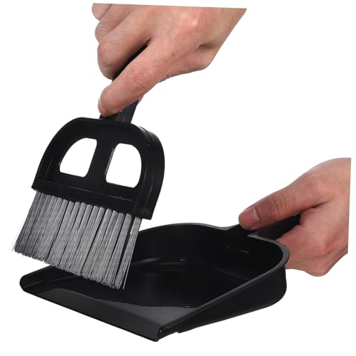 Garneck 1 Set Broom Dustpan Set Auto Car Automotive Cars Brooms Detailing Brush Multi-Function Mini Dustpan Car Vent Cleaner Dust Pan Car Detail Brush Desktop Cleaning Broom Black Plastic