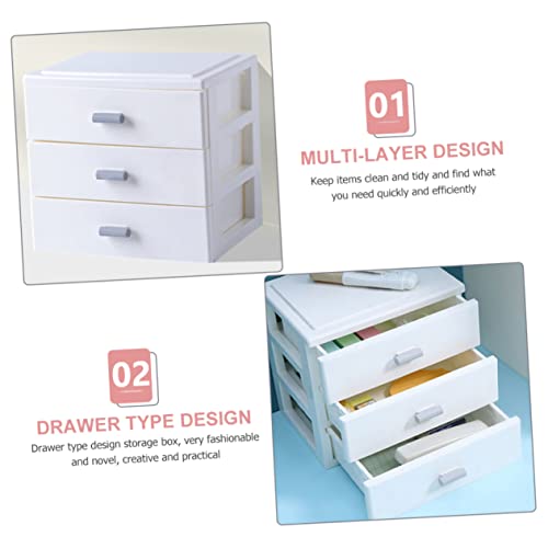 STOBOK Box Storage Box Stackable Organizer Drawers Storage Drawers Sundry Holder Desktop Organizer Sundries Organizer Desktop Drawer Organizer Dresser Storage Organizer White Pp