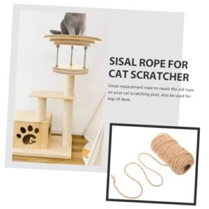 Hohopeti 1 Roll Cat Climbing Rope Sturdy Cat Scratcher Rope Heavy Sisal Twine Cat Scratching Tree Replacement Rope Natural Jute Twine Rope on Cat Trees Sisal Fibre Rope Sisal Rope Khaki