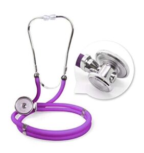 stainless steel dual double tube stethoscope for doctor, professional, student, purple