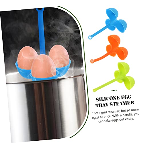 Unomor 3 Pcs Egg Boiling Gadget Hard Boiled Egg Maker Steamed Egg Cup Egg Cooker Cup Oven Egg Cooker Kitchen Utensil for Egg Boiling Microwave Egg Poacher Poached Egg Maker Orange