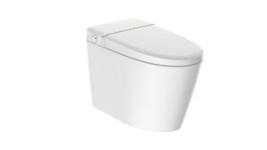 wiis' idea smart toilet, elongated one piece bidet toilet with bidet built in, tankless smart bidet toilet with auto open close, auto flush, foot sensor, heated bidet seat, led display, night light