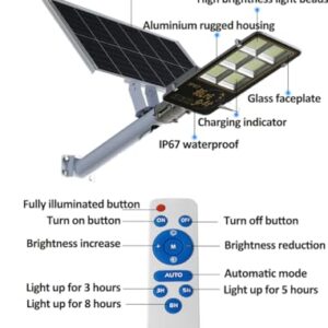 ZXXHNNAIH 300W Solar Street Light, LED Solar Street Lights Outdoor Waterproof, Dusk to Dawn Bright Street Lights Solar Powered with Remote Control for Parking Lot Patio,Yard and Garage