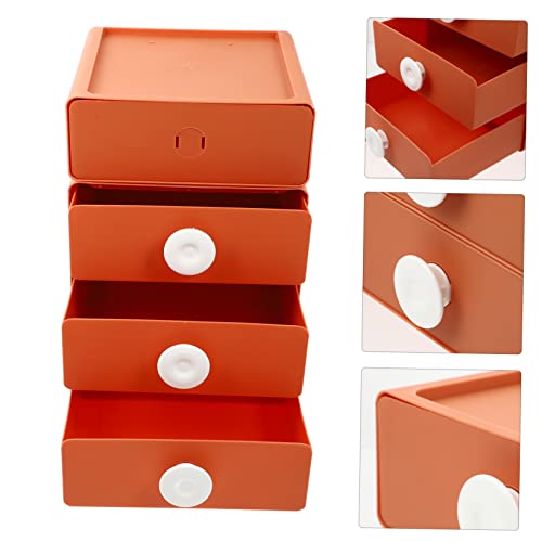 HONMEET 4pcs Drawer Storage Box Dresser Drawers Storage Pull Out Drawers Cosmetic Organizer Countertop Drawer Vanity Organizer Desktop Drawers Storage Rack Organizer Mini Drawer Orange Pp