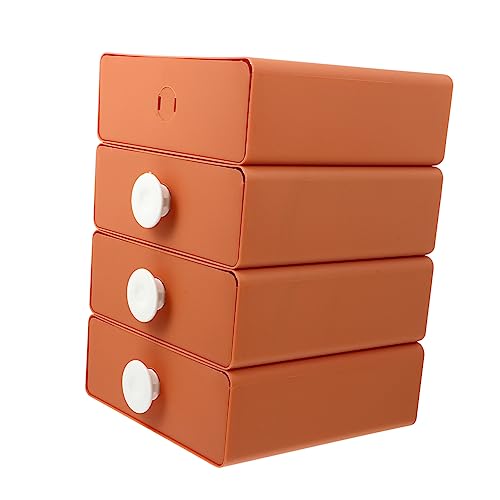 HONMEET 4pcs Drawer Storage Box Dresser Drawers Storage Pull Out Drawers Cosmetic Organizer Countertop Drawer Vanity Organizer Desktop Drawers Storage Rack Organizer Mini Drawer Orange Pp