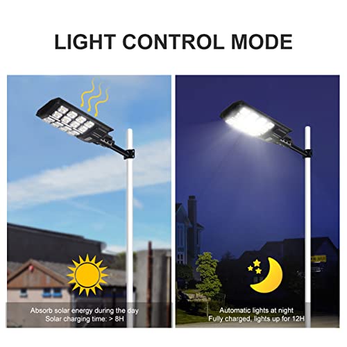 BLHKBAIKB Solar Street Light Outdoor,Dusk to Dawn 30000 Lumens Motion Sensor with Remote Control, IP67 Waterproof LED Solar Outdoor Light for Parking Lot,Garden,Street