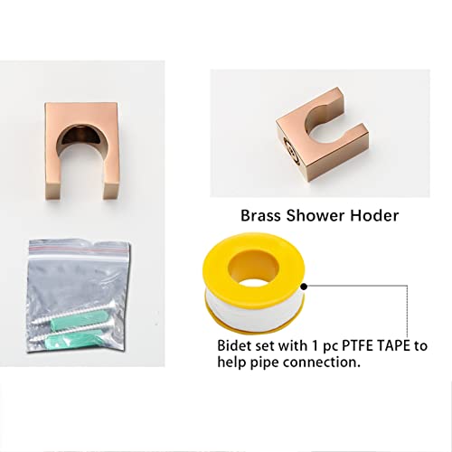 Shower System, Bidet Sprayer, Single Cold Rose Gold Solid Brass Toilet Douche Kit Shattaf Shower Head Copper Valve Faucet Set,C Set