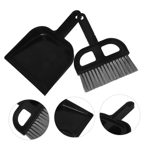 Garneck 1 Set Broom Dustpan Set Auto Car Automotive Cars Brooms Detailing Brush Multi-Function Mini Dustpan Car Vent Cleaner Dust Pan Car Detail Brush Desktop Cleaning Broom Black Plastic