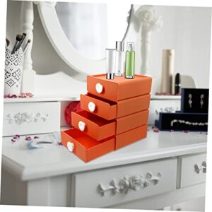 HONMEET 4pcs Drawer Storage Box Dresser Drawers Storage Pull Out Drawers Cosmetic Organizer Countertop Drawer Vanity Organizer Desktop Drawers Storage Rack Organizer Mini Drawer Orange Pp