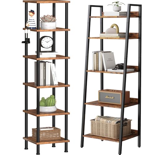 Homedawn 6-Tier Square Shelf Stand Display Rack & 5-Tier Ladder Shelf