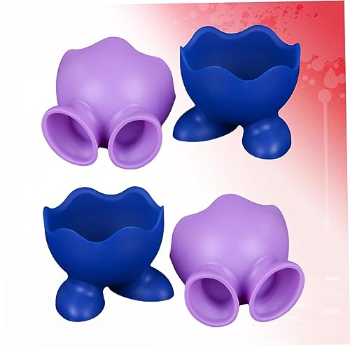 FUNOMOCYA 4pcs Silicone Egg Cups Egg Holder Breakfast Egg Cup Holder Cups for Boiled Eggs Soft Boiled Egg Holder Egg Cooker Cups Silicone Egg Boiler Blue