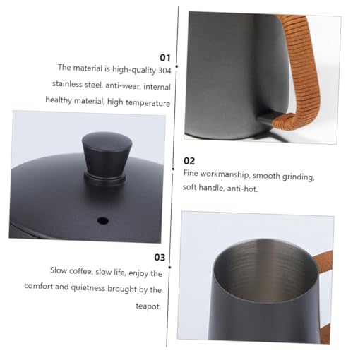 Mikinona 1pc Hand Pour Coffee Pot Drip Filter Teakettle Electric Kettle Manual Espresso Machine Mini Espresso Maker Stainless Pot Stainless Steel Pot Black 304 Stainless Steel