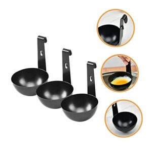 CIYODO 3pcs Stainless Steel Egg Cooker Egg Maker Machine Boil Egg Cooker Egg Holder Stand Boiled Egg Cooker Egg Cups for Eggs Steamed Egg Cup Egg Pan Steamer Pot Boiled Egg Holder Black